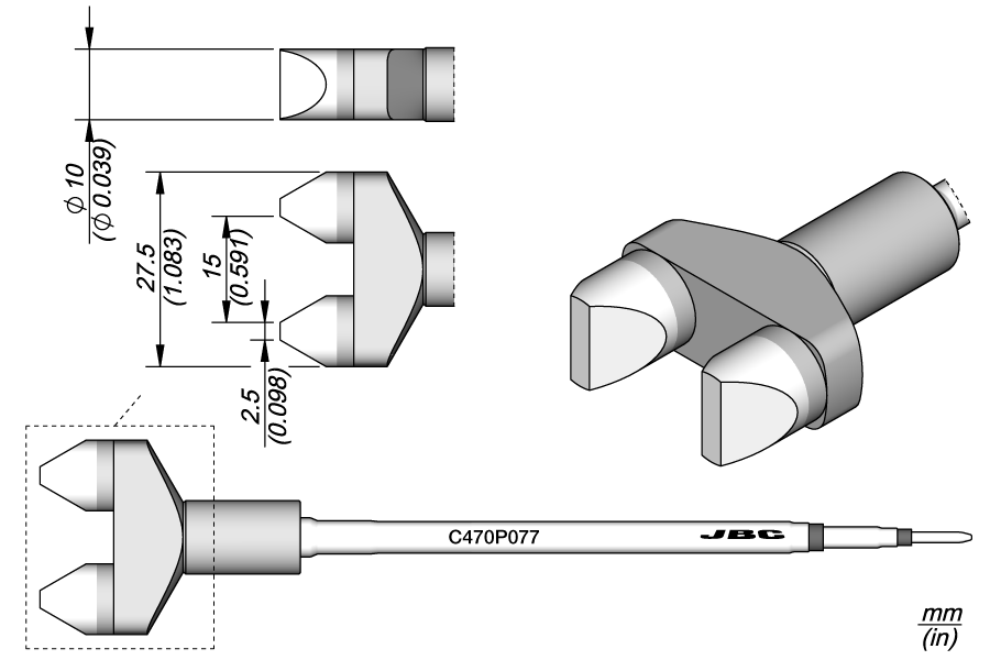 C470P077 - Multichisel Cartridge 10 x 2.5